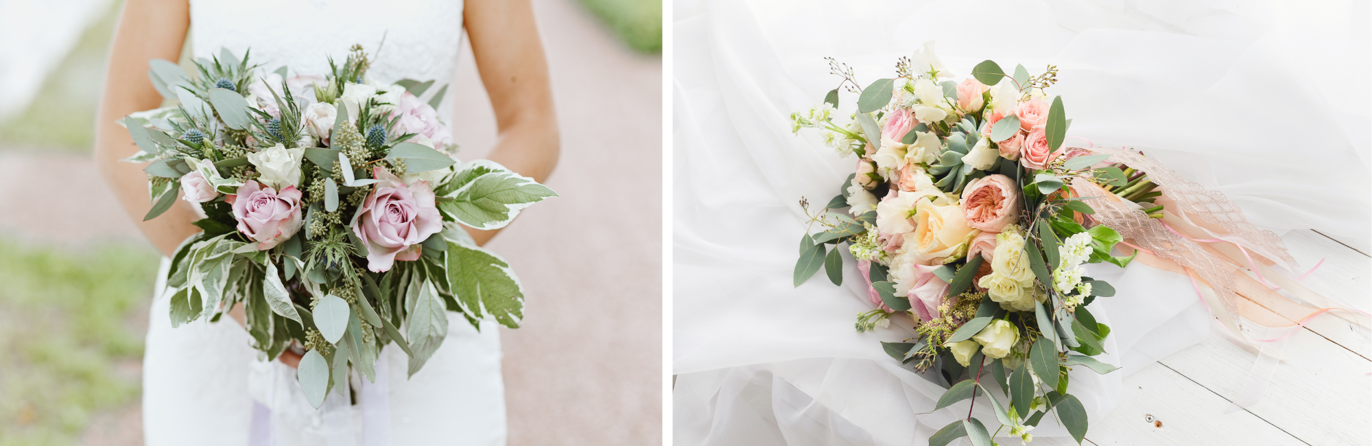 collage of elegant wedding bouquets